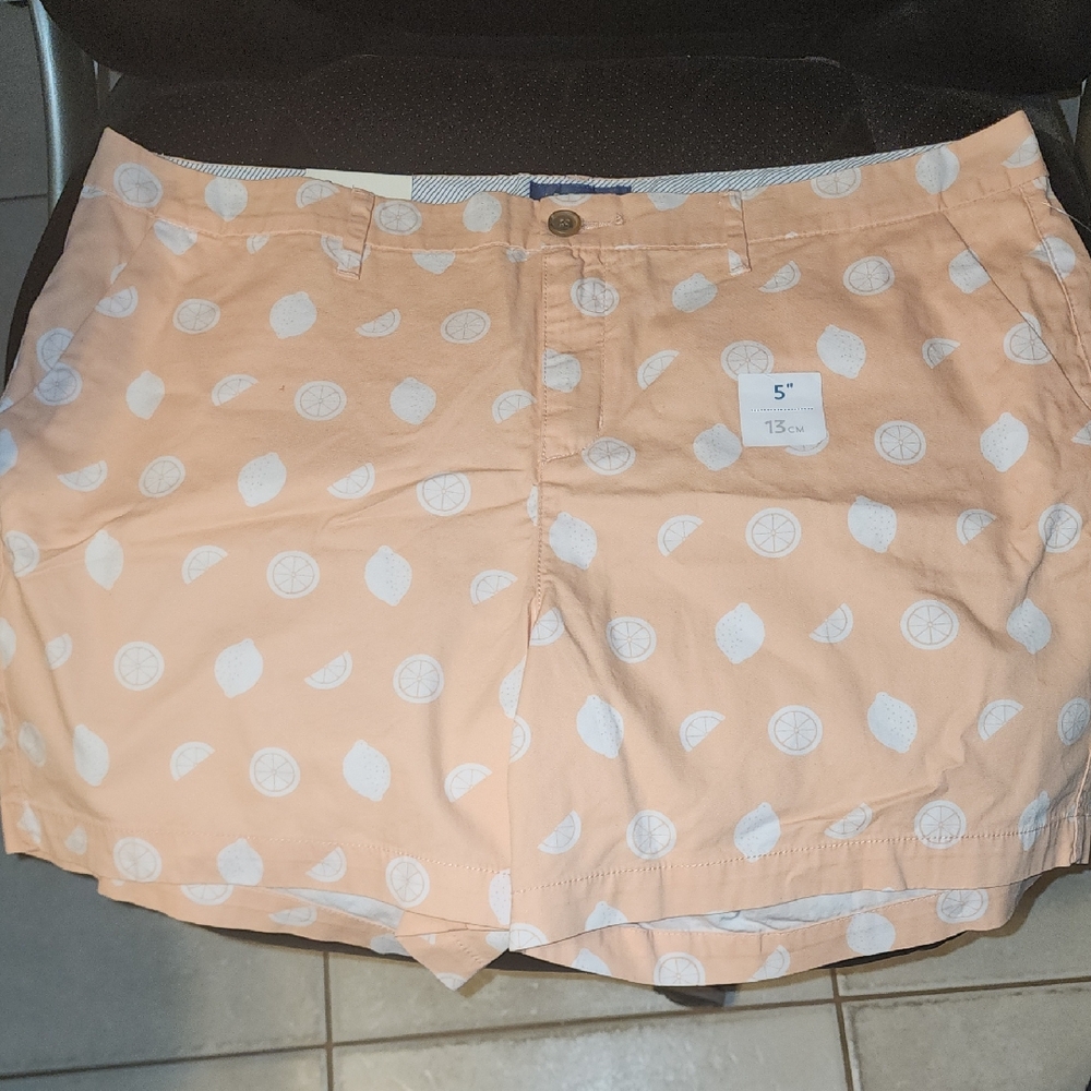 Old Navy Light Orange Shorts with White Fruit Pattern